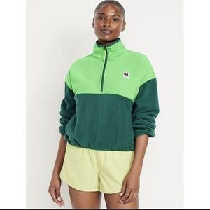 Green and Lime Quarter-Zip Pullover